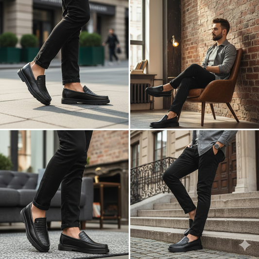 حذاء جلدي ببطانة دافئة