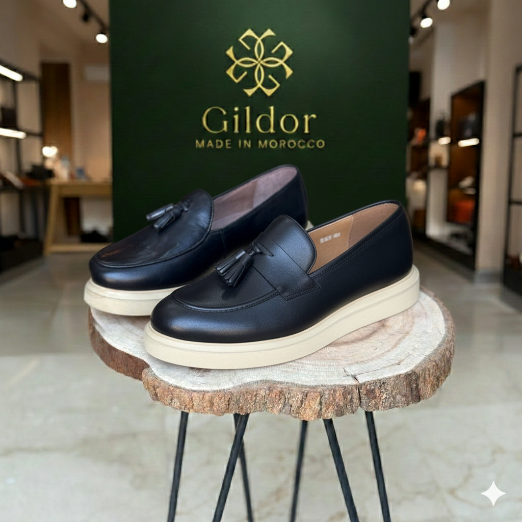 CHAUSSURES EN CUIR VÈRITABLES DouxPas 1060 NOIR